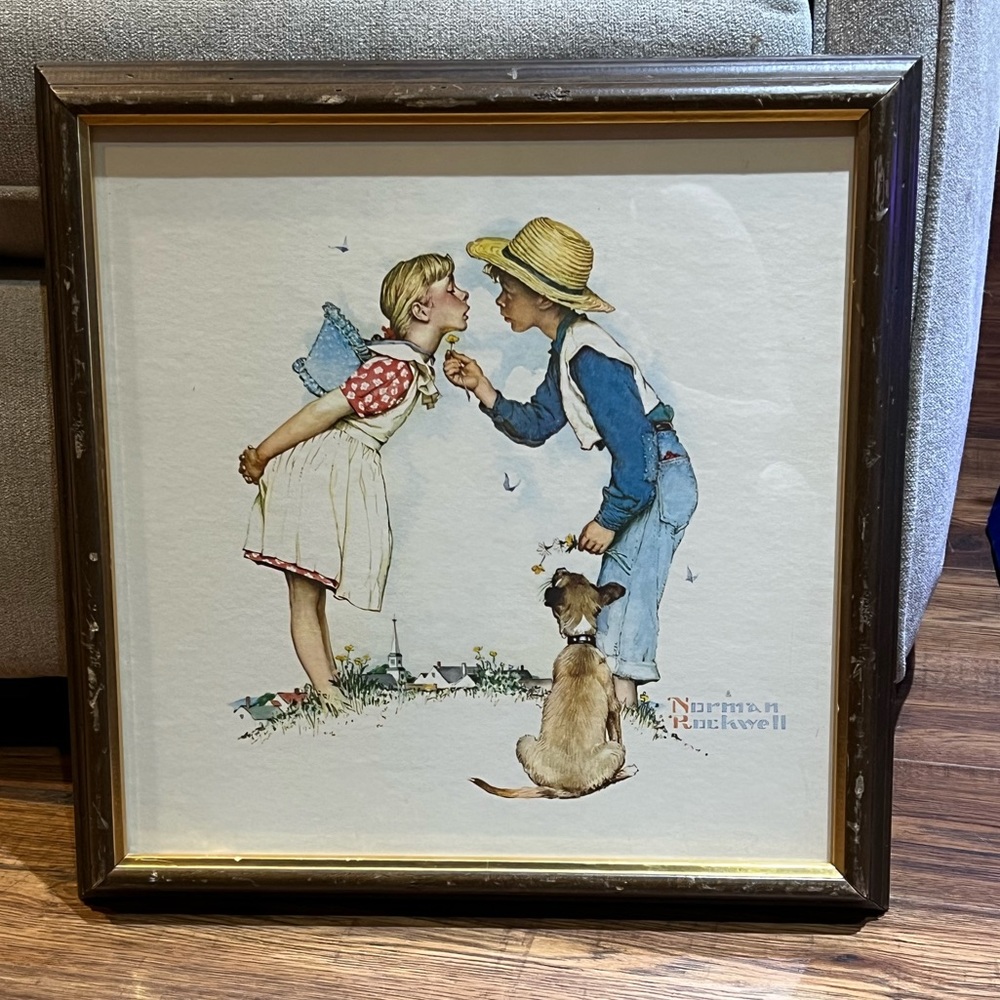 Vintage Norman Rockwell She Loves Me Framed Print